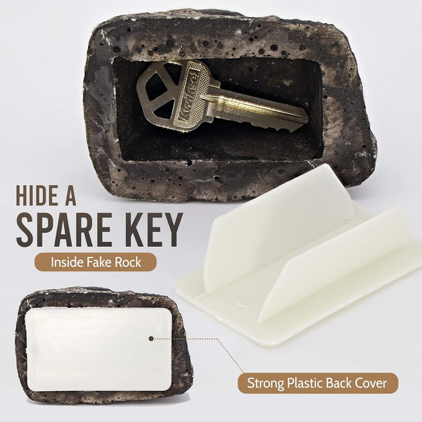 Hide a Key Outside Rock Looks Like a Real Rock - Weatherproof Rock Key Perfect for Emergencies - Fake Rock Key Hider Outside Decorative (1 Pc)