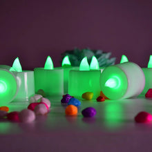 Set of green flameless LED tealights for home decor