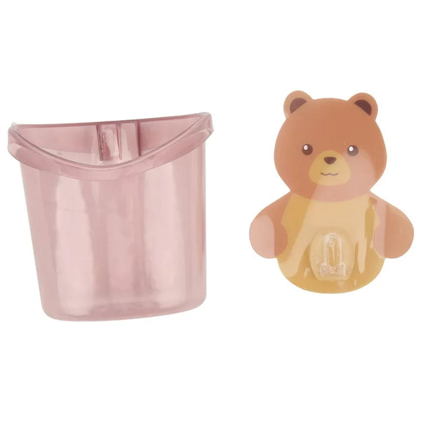 Teddy bear toothbrush holder wall mount