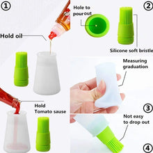 Cooking oil bottle with attached brush