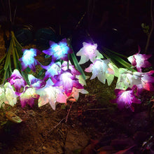 Solar-powered lily flower stake lights, detailed view