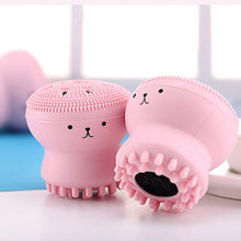 Cute octopus-shaped silicone face scrubber and massager for skincare.