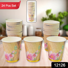 Disposable Paper Cups, Disposable Tea, Coffee Cups (24 Pcs Set / Mix Color & Design)