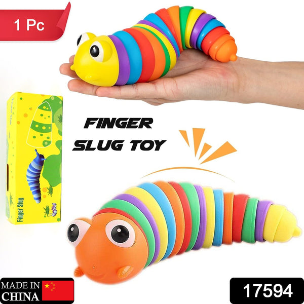 3D Rainbow Color Plastic Slug Fidget Toys, Stress Relieving Toy, Sensory Slug Toy for Boys and Girls, Finger slug Toy, for Autistic, Caterpillar Fidget Toys Stress Relief Gifts for Toddlers Kids Adults  (1 Pc)