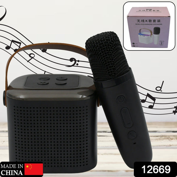 Wireless Speaker Microphone Set, RGB Light Support Memory Card PortableKaraoke Machine Perfect  for Travel TV